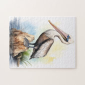 Waterverf illustratie van een pelikaan legpuzzel (Horizontaal)