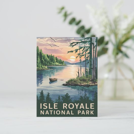 Waterverf Illustratie van Isle Royale Feestdagenkaart (Staand voorkant)