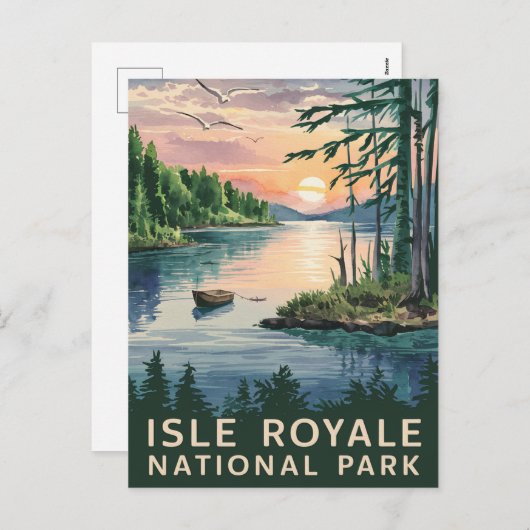 Waterverf Illustratie van Isle Royale Feestdagenkaart (Voorkant / Achterkant)