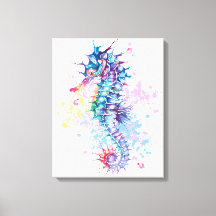 Waterverf illustratie van kleurrijk Seahorse