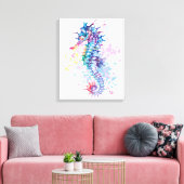 Waterverf illustratie van kleurrijk Seahorse Canvas Afdruk (Insitu (Woonkamer))
