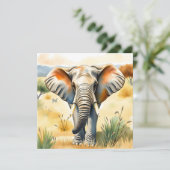 Waterverf illustratie van mama en Baby olifant (Staand voorkant)