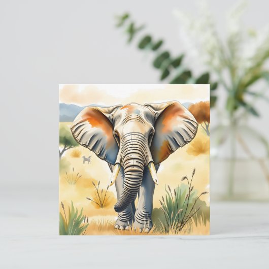 Waterverf illustratie van mama en Baby olifant (Staand voorkant)