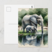 Waterverf illustratie van mama en Baby olifant Briefkaart (Voorkant / Achterkant)