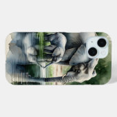 Waterverf illustratie van mama en Baby olifant Case-Mate iPhone Case (Achterkant (horizontaal))