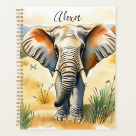 Waterverf illustratie van mama en Baby olifant Planner