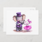 Waterverf Illustratie van olifant en muis Havi Briefkaart (Voorkant / Achterkant)