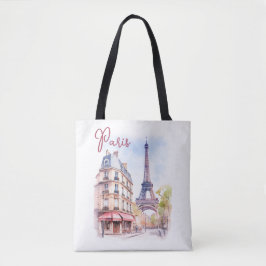 Waterverf Illustratie van Paris Eiffeltoren Tote Bag