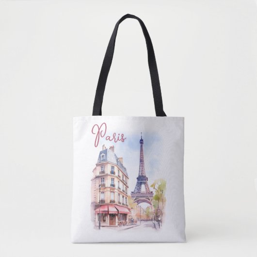 Waterverf Illustratie van Paris Eiffeltoren Tote Bag (Voorkant)