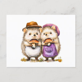 Waterverf Illustratie van Twee Egels met Porc Briefkaart