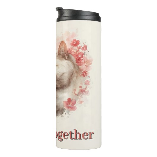 Waterverf illustratie van Two Cats Nuzzling Thermosbeker (Geroteerd rechts)