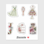 Waterverf illustraties mode jurk Scrapbook Sticker (Vel)