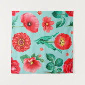 Waterverf illustraties van rode bloemen. Naadloos Wandkleed (Voorkant (horizontaal))