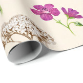 Waterverf illustraties van wilde bloemen. Naadloos Cadeaupapier (Rol Hoek)