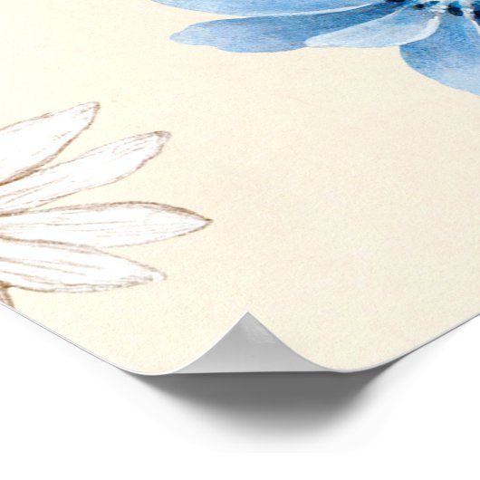 Waterverf illustraties van wilde bloemen. Naadloos Poster (Hoek)