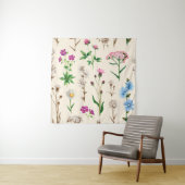 Waterverf illustraties van wilde bloemen. Naadloos Wandkleed (In situ)