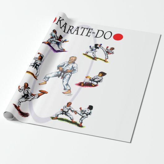 waterverf illustreert de diversiteit van karate do cadeaupapier (Uitgerold)