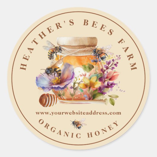 Waterverf imker Honeycomb Ronde Sticker (Voorkant)