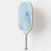 Waterverf in aquablue met gouden sterren pickleball paddle (Links)
