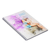 Waterverf in blauw met monogram notitieboek (Rechterzijde)