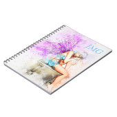 Waterverf in blauw met monogram notitieboek (Linkerzijde)