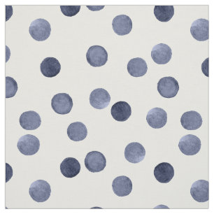 WATERVERF . In blauwe stippen. Stof