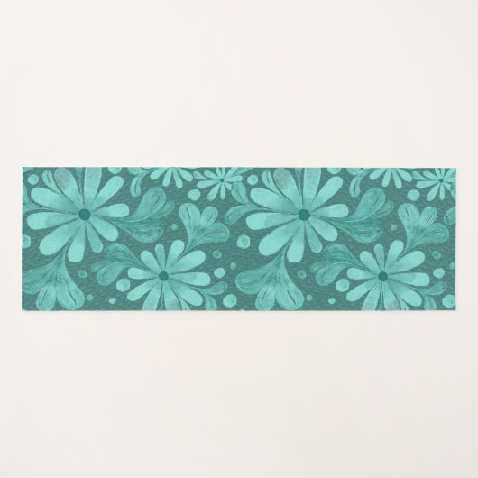 Waterverf in Blauwgroen en Aqua Yoga Mat (Voorkant (horizontaal))