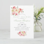 Waterverf in bloesjes Baby shower Kaart (Staand voorkant)