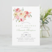 Waterverf in bloesjes Baby shower Kaart (Staand voorkant)