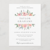 Waterverf in blozen en strippen Floral Vrijgezelle Uitnodiging Briefkaart (Voorkant)