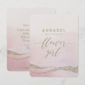 Waterverf in Blush zal je mijn Bloemenmeisje zijn Kaart (Voorkant / Achterkant)