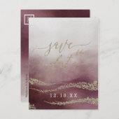 Waterverf in Cranberry Bruiloft Save the Date Aankondigingskaart (Voorkant / Achterkant)