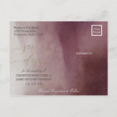 Waterverf in Cranberry Bruiloft Save the Date Aankondigingskaart (Achterkant)