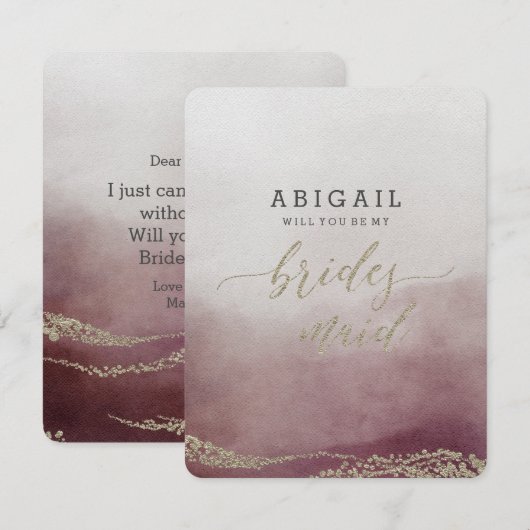 Waterverf in Cranberry zal je bruidsmeisje zijn Kaart (Voorkant / Achterkant)