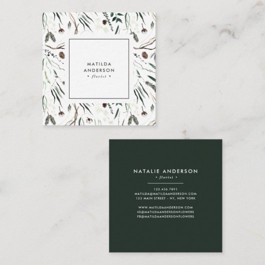 Waterverf in de mond, modern elegant, stijlvol squ vierkante visitekaartje (Voorkant / Achterkant)