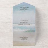 Waterverf in de oceaan met hart all in one uitnodiging (Buitenkant)