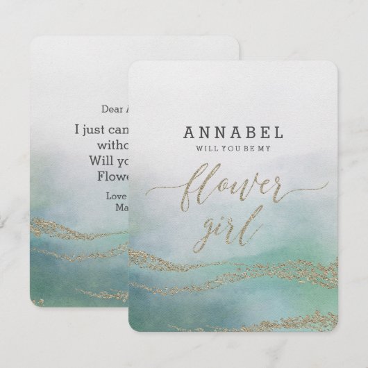Waterverf in de oceaan zal je mijn Bloemenmeisje z Kaart (Voorkant / Achterkant)