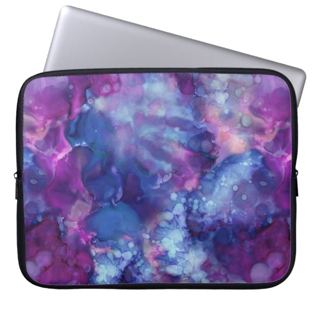 waterverf in fantasie - deep space sfeer : laptop sleeve (Voorkant)
