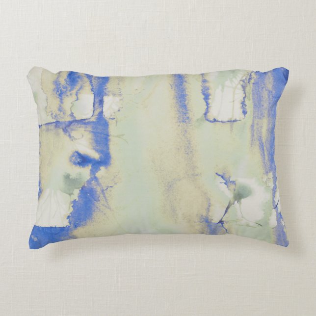 Waterverf in het Bleek groen en blauw Accent Kussen (Voorkant)