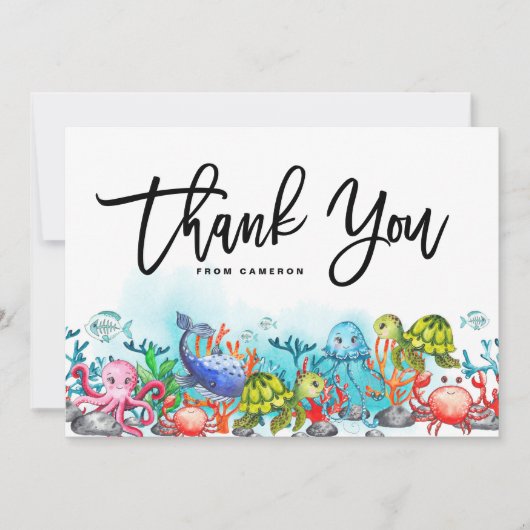 Waterverf in het kader van de partij Zee van Birth Bedankkaart (Voorkant)