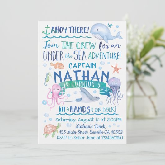 Waterverf in het kader van de uitnodiging van het  (Staand voorkant)