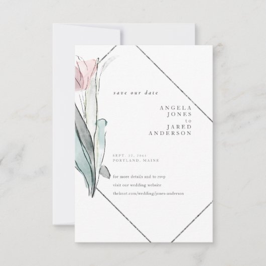 Waterverf in het voorjaar save the date (Voorkant)