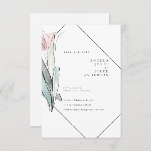 Waterverf in het voorjaar save the date (Voorkant / Achterkant)