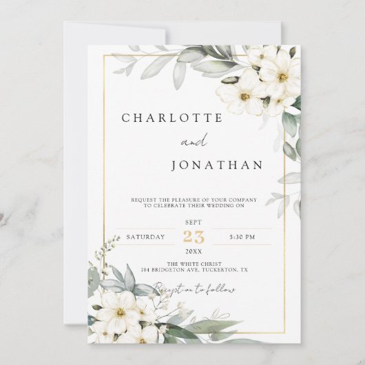 Waterverf in het wit en het geslacht Floral Elegan Kaart (Voorkant)