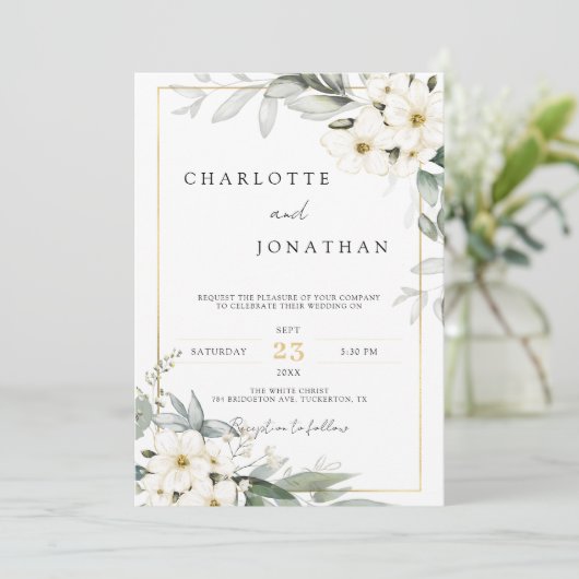 Waterverf in het wit en het geslacht Floral Elegan Kaart (Staand voorkant)