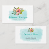 Waterverf in karton Blauwgroen Aqua Blue Visitekaartje (Voorkant / Achterkant)