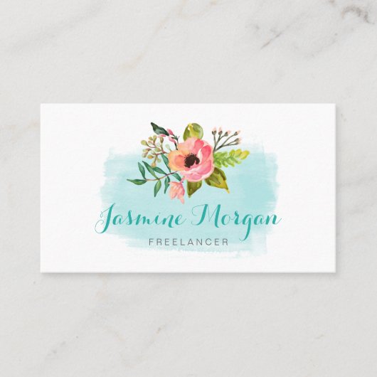 Waterverf in karton Blauwgroen Aqua Blue Visitekaartje (Voorkant)