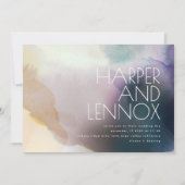 Waterverf in Paarse en gouden huwelijksuitnodiging Kaart (Voorkant)