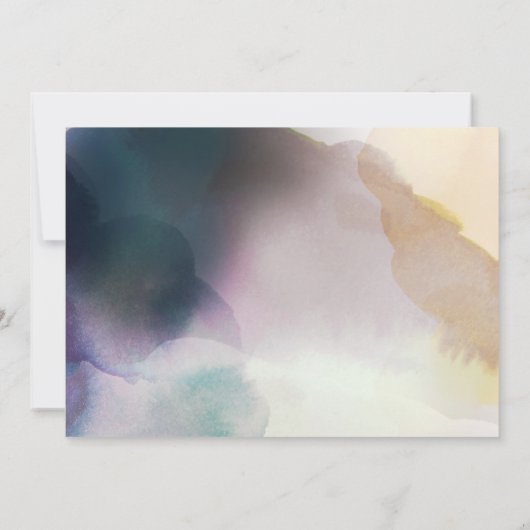 Waterverf in Paarse en gouden huwelijksuitnodiging Kaart (Achterkant)