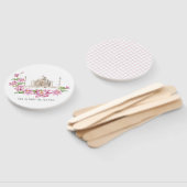 Waterverf Indian Lotus Flower Taj Mahal Handwaaier (Niet-gemonteerd)